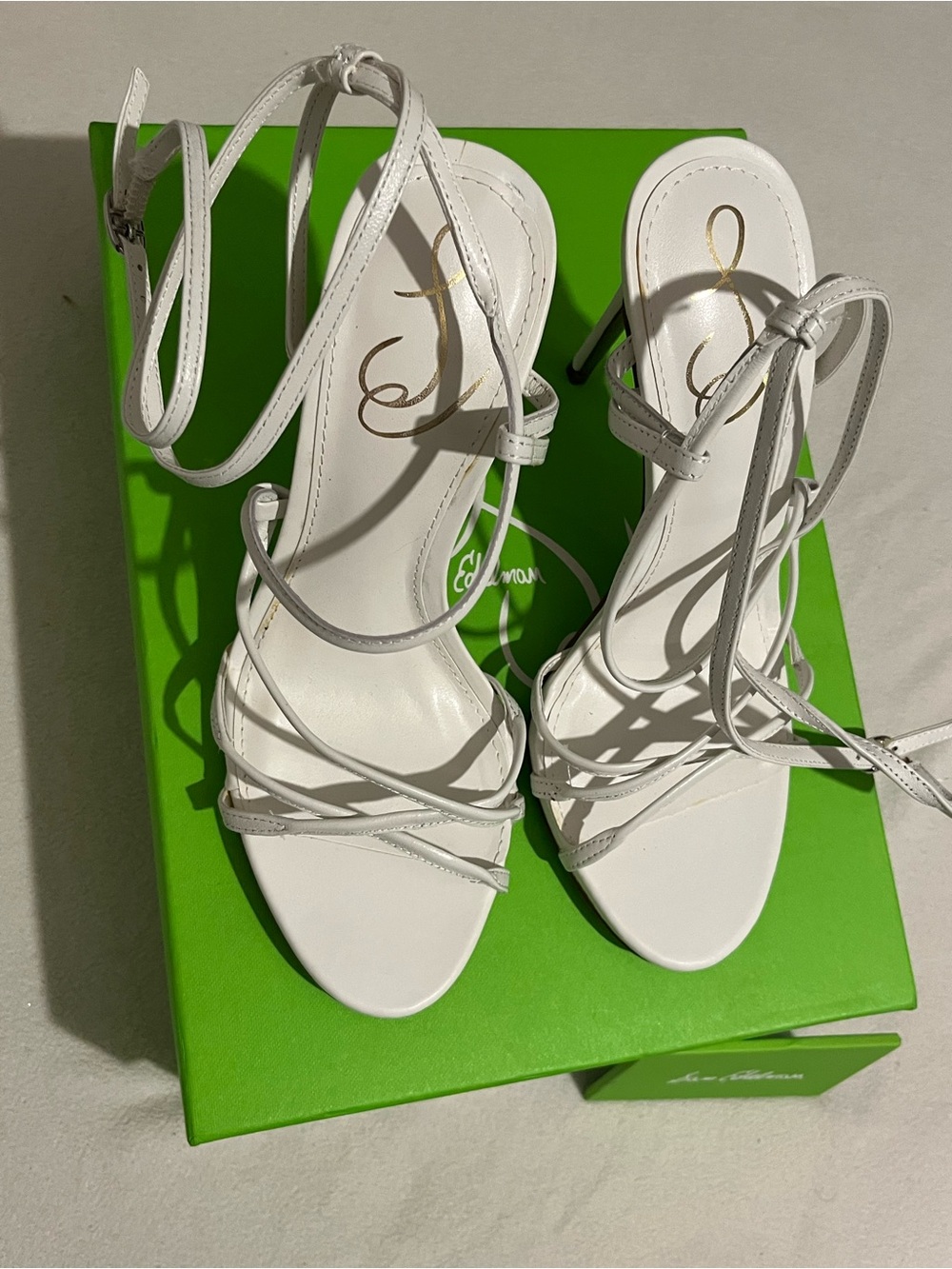 Sam Edelman Sareena white
Stiletto Heel Open Toe Ankle
Strap Heeled Sandals